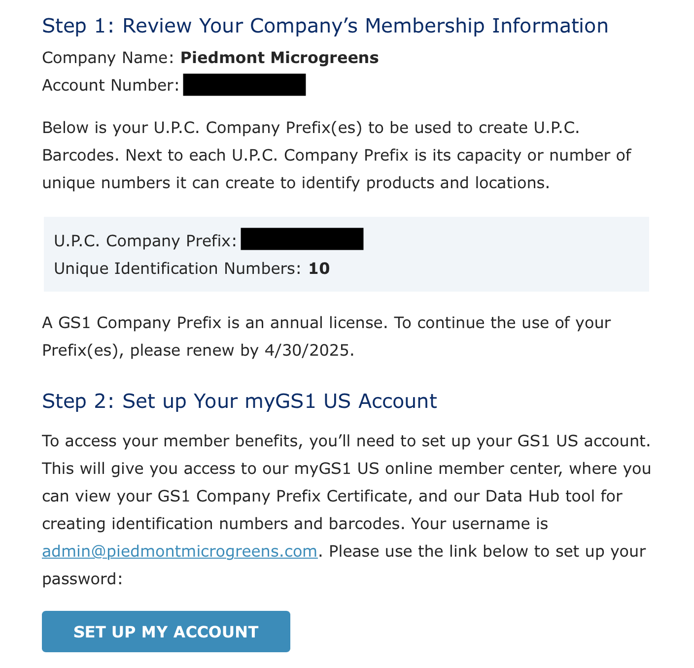 GS1 Buying Barcodes: Entering Company Info