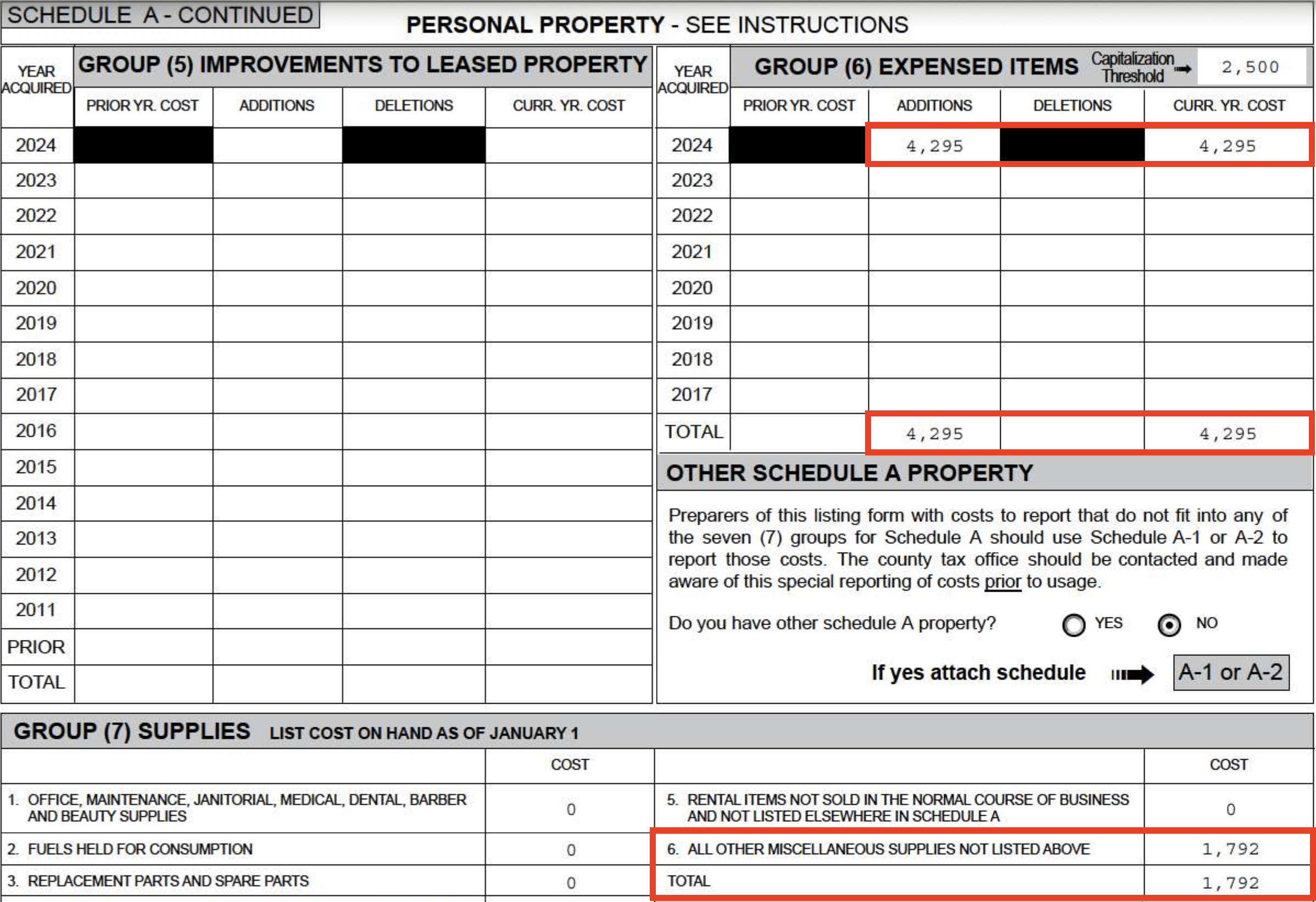 BPPT Form - Expensed Items & Misc. Supplies