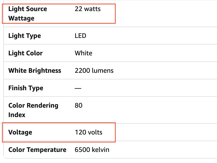 Light Electrical Information