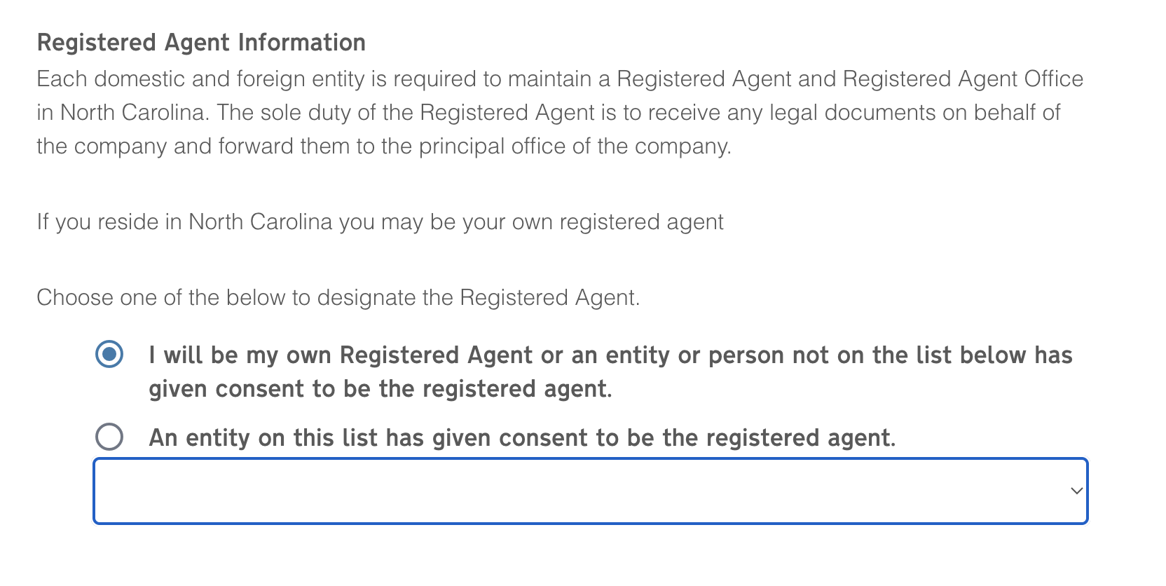 Select to be Your Own Registered Agent