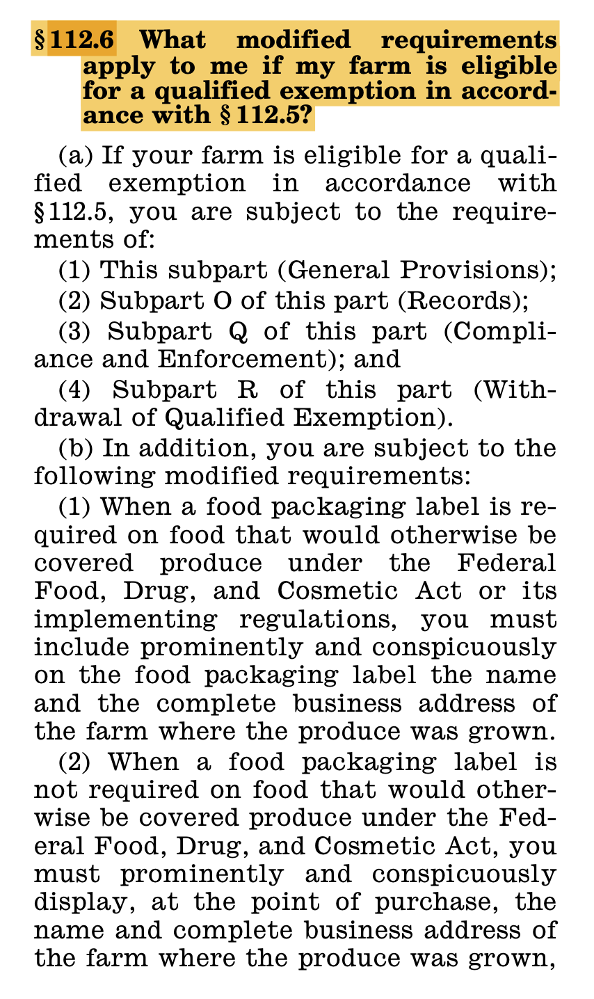 CFR Title 21 Part 112: Section 6