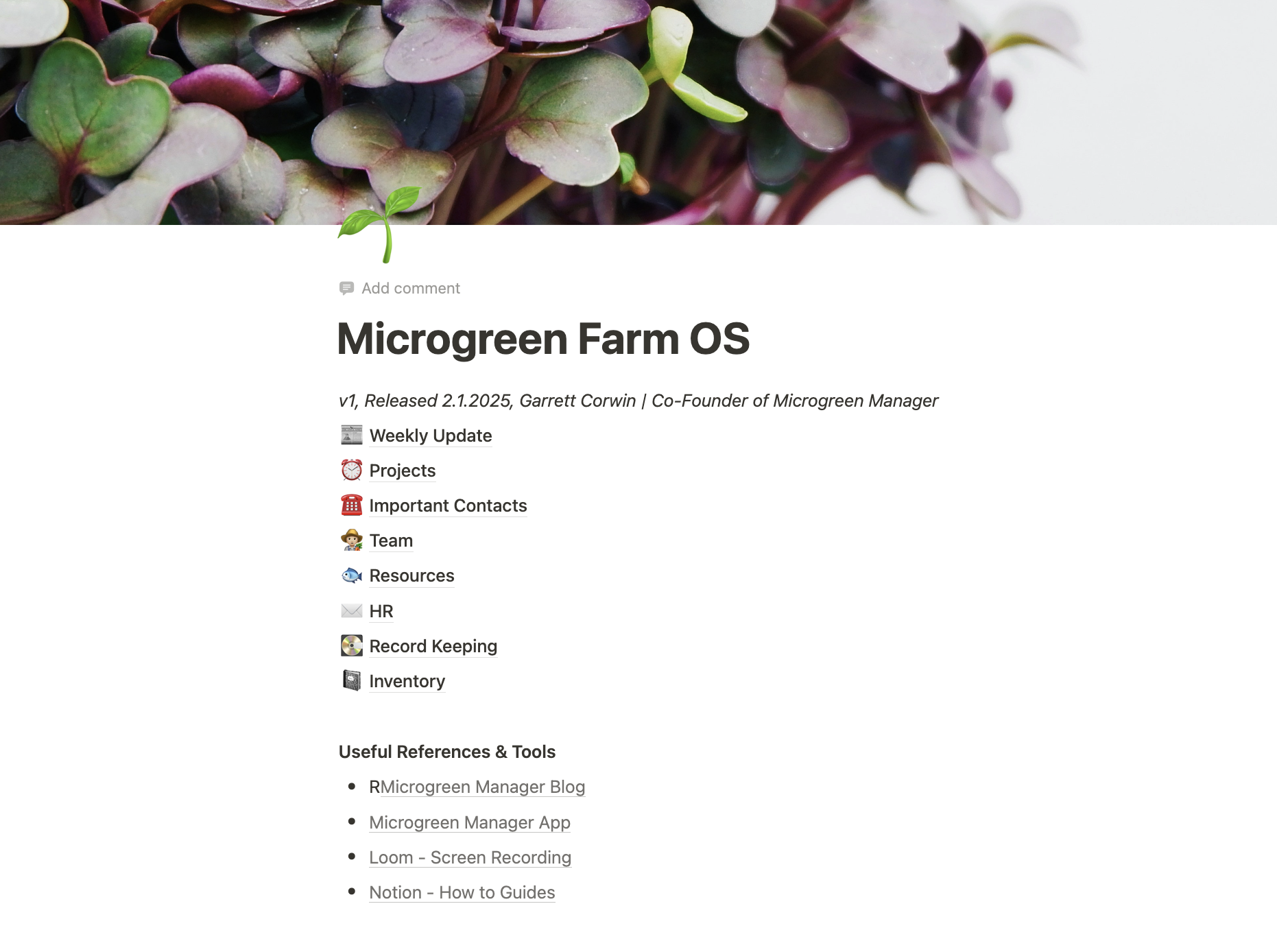 Microgreen Farm OS - Homepage